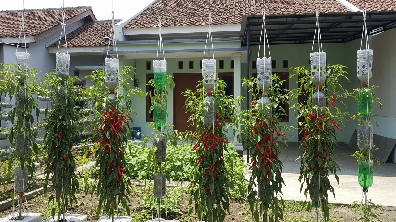 Kebun Cabai Gantung Botol Plastik