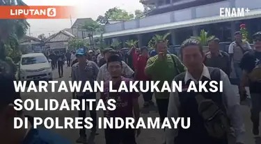 Seratusan wartawan dari berbagai media di Indramayu datangi Polres Indramayu. Senin (27/5/2024). Kedatangan mereka menyusul adanya ancaman yang dialamatkan wartawan