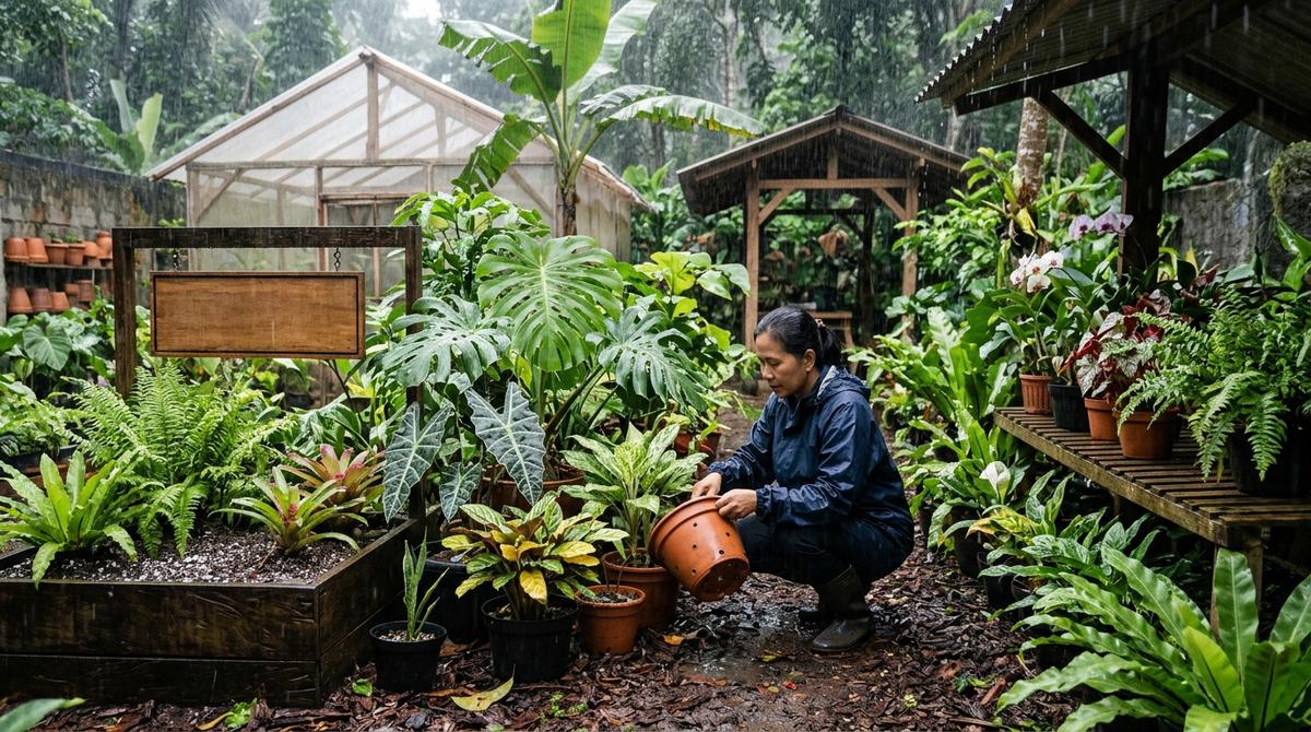 Cara Merawat Tanaman Tropis Saat Musim Hujan agar Tidak Mudah Layu (AI Generated)