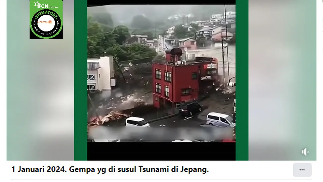 Tangkapan layar klaim video peristiwa gempa bumi dan tsunami di Jepang 1 Januari 2024