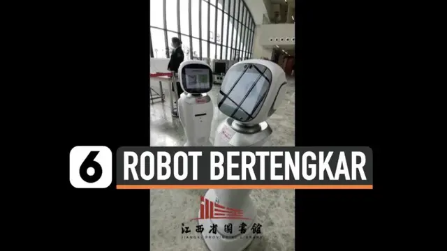 Rekaman video pertengkaran dua robot pintar di China mendadak viral. Pertengkaran tersebut terjadi di salah satu perpustakaan kota Nanchang.