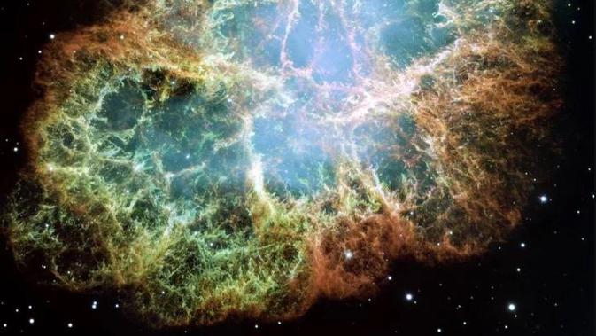 Nebula Kepiting yang diambil oleh Teleskop Luar Angkasa Hubble. (NASA, ESA, J. Hester, A. Loll (ASU))