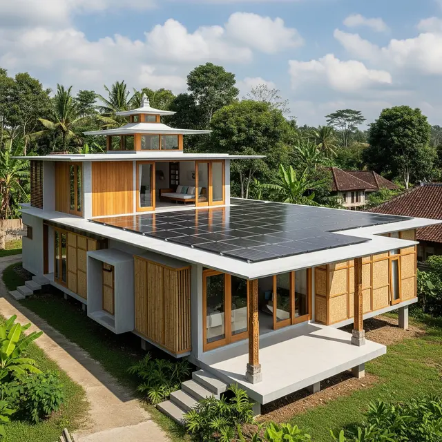 Inspirasi Rumah Atap Datar Model Pendopo di Desa