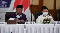 Menko PMK Muhadjir Effendy mengapresiasi upaya pemerintah Provinsi Maluku saat memimpin rapat koordinasi bersama Gubernur, Bupati/Wali Kota se-Maluku dan Maluku utara via videoconference di Kantor Gubernur Maluku, Ambon, Senin (6/7/2020). (Dok Humas Kementerian Kesehatan)