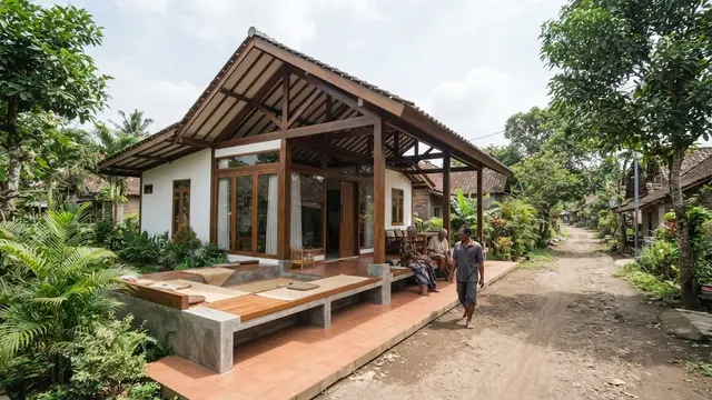 Rumah Kampung Modern dengan Teras Luas