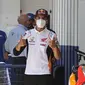 Pembalap Repsol Honda, Marc Marquez, setelah menjalani tes medis di Sirkuit Jerez, Kamis (23/7/2020). (AFP/STR)