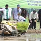 Menteri Pertanian Syahrul Yasin Limpo meninjau kegiatan tanam padi di Kabupaten Subang, Jawa Barat.