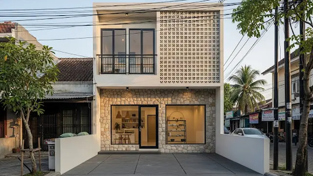Desain Rumah 7x10 Modern dengan Ruko