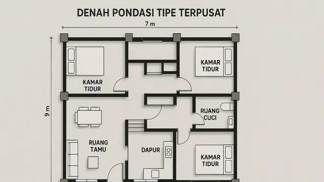Denah Pondasi Tipe Terpusat (Foto: ChatGPT)