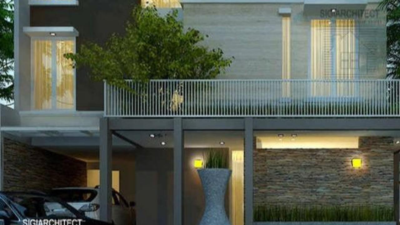 Desain Rumah 3 Lantai dengan Fasad Batu Alam