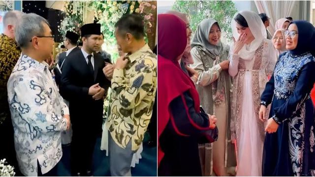 6 Potret Arumi Bachsin dan Emil Dardak di Pernikahan Anak Khofifah, Ikut Sapa Tamu