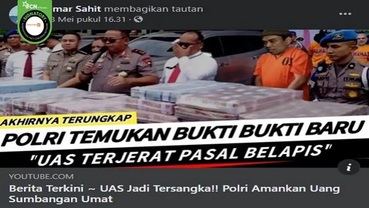 Gambar Tangkapan Layar Video yang Diklaim Ustaz Abdul Somad Jadi Tersangka (sumbe: Facebook)
