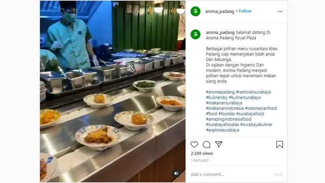 Uniknya Restoran Padang dengan Konsep Seperti Sushi Train
