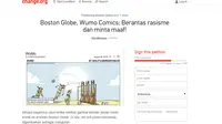 Tak terima tim voli Indonesia disamakan dengan orang utan, Elle Wibisono memulai petisi change.org/kepadabostonglobe. 