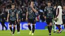Harry Kane dan kawan-kawan tertunduk lesu setelah Bayer Munchen ditaklukkan Aston Villa pada laga Liga Champions di Stadion di Stadion Villa Park, Kamis (3/10/2024). (Mike Egerton/PA via AP)