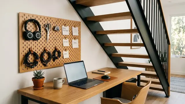 Meja Kerja dengan Pegboard
