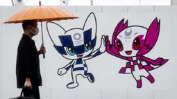 Seperti perhelatan olahraga pada umumnya, Olimpiade Tokyo 2020 juga memiliki maskot resmi yang diberi nama Miraitowa. (Foto:AFP/Behrouz Mehri)