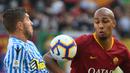 Steven Nzonzi. Gelandang asal Prancis ini direkrut AS Roma dari Sevilla senilai 26,65 Juta Euro pada awal musim 2018/2019. Hanya semusim di AS Roma tampil dalam 39 laga dengan mencetak 1 gol dan 2 assist. Musim ini dipinjamkan ke Rennes setelah sebelumnya ke Galatasaray. (AFP/Alberto Pizzoli)