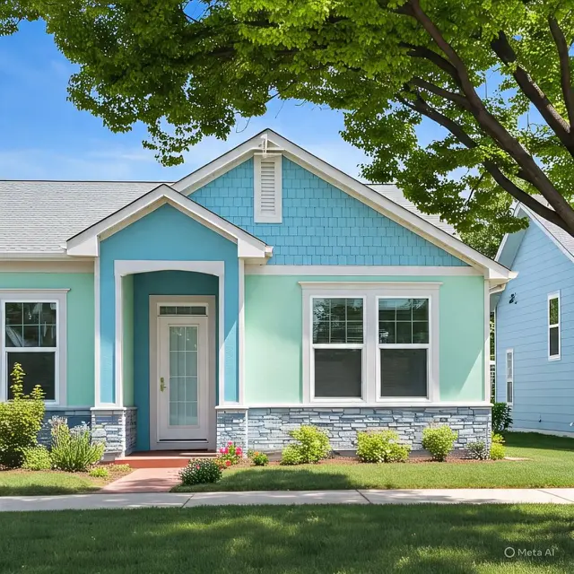 Inspirasi Cat Rumah Warna Hijau dan Biru