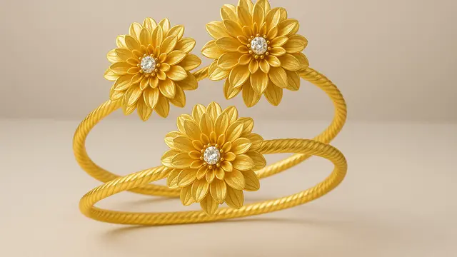 Desain Gelang Lilit Emas Motif Bunga 24 Karat Terbaru 2025/AI