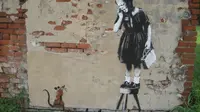 Salah satu lukisan karya Banksy, "Ratgirl" (wikimedia commons)