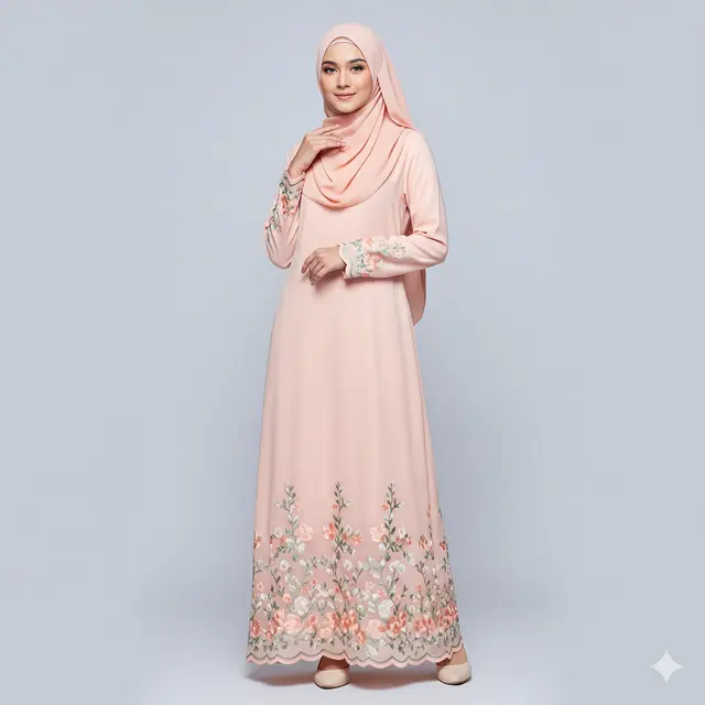 Inspirasi Long Dress Muslim Kombinasi Warna Pastel Kekinian. Gemini