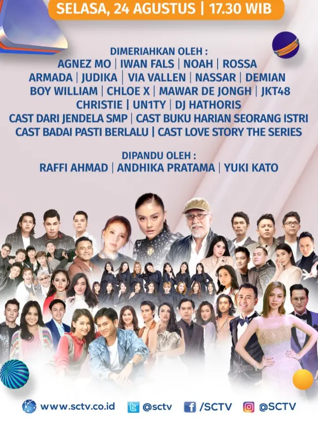 Malam Puncak HUT SCTV 31 Xtraordinary Selasa 24 Agustus 2021 Mulai Pukul 17.30 WIB