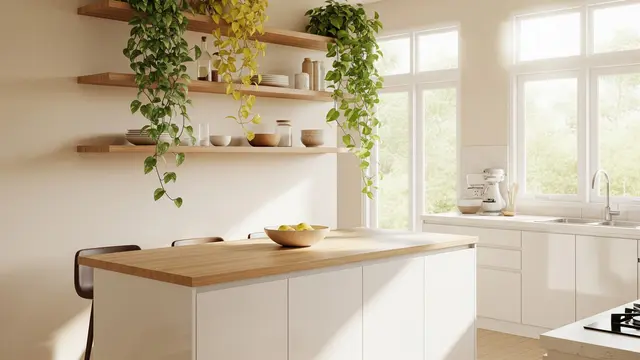 Dapur Japandi dengan Kitchen Island Fungsional