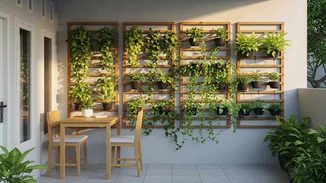 Desain Teras Rumah Sederhana yang Membuat Rumah Terasa Lebih Rapi dan Fungsional Teras dengan Taman Vertikal