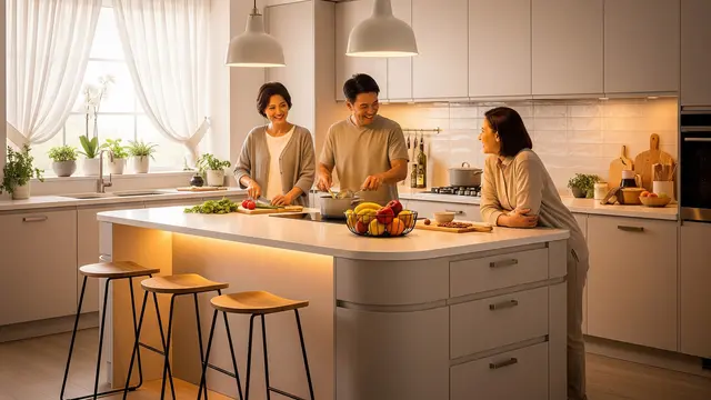Dapur dengan Kitchen Island Multifungsi