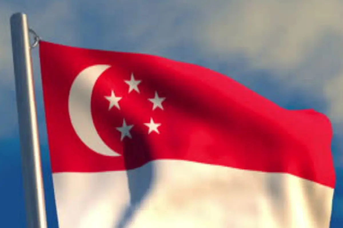 Ilustrasi bendera Singapura - Portrait (Wikimedia Commons)