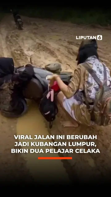 Viral Jalan Ini Berubah Jadi Kubangan Lumpur, Bikin Dua Pelajar Celaka
