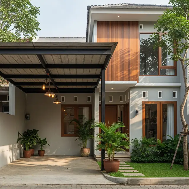 9 Model Carport Industrial yang Tidak Terlihat Kaku, Fasad Rumah Makin Estetik