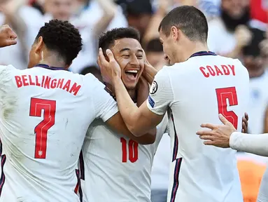 Dua gol dari Jesse Lingard mewarnai kemenangan 4-0 Inggris atas tim lemah Andorra dalam laga Kualifikasi Piala Dunia 2022 Grup I Zona Eropa di Wembley Stadium, London, Minggu (5/9/2021). Dua gol lainnya disumbangkan Harry Kane dan Bukayo Saka. (Foto: AFP/Justin Tallis)