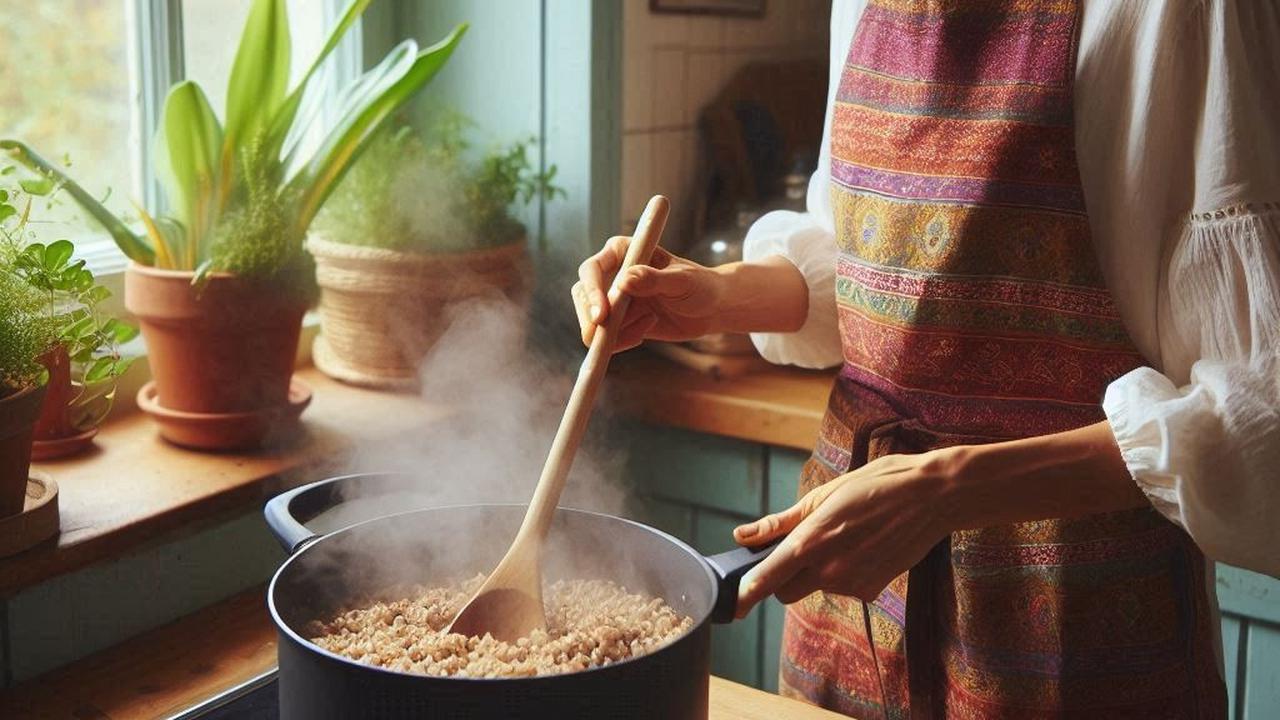 Ilustrasi Masak Beras Merah