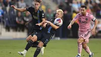 Lionel Messi mencetak satu gol saat Inter Miami menang 3-1 atas Philadelphia Union pada laga semifinal Leagues Cup 2023 di Subaru Park, Chester, Rabu (16/6/2023) pagi WIB. Berkat hasil itu, Miami lolos ke final Leagues Cup tahun ini. (Tim Nwachukwu / GETTY IMAGES NORTH AMERICA / Getty Images via AFP)