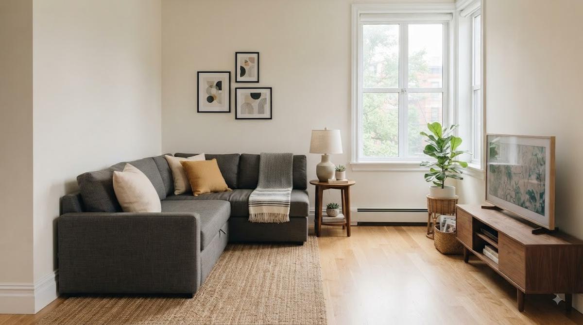 Sudut Ruangan dengan Sofa L-Shape