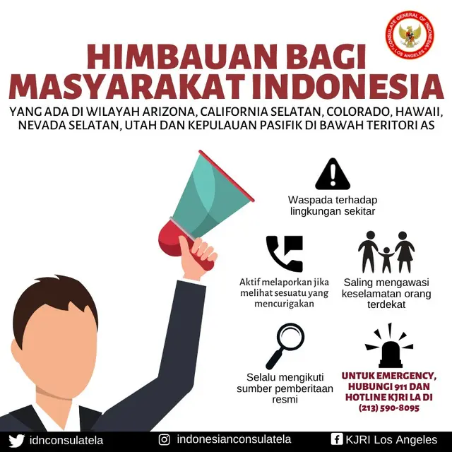 Imbauan untuk WNI dari KJRI LA. (Dokumentasi KJRI Los Angeles)