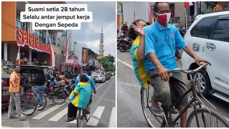 Setia Antar Istri Bekerja 28 Tahun Pakai Sepeda, Kisah Pasangan Ini Ini Bikin Haru