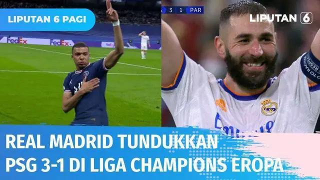 Real Madrid menundukkan Paris Saint Germain 3-1 dalam laga perdelapan final Liga Champions Eropa. Tiga gol dilesakkan oleh Karim Benzema, membawa Real Madrid ke babak perempat final dengan agregat gol 3-2.