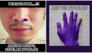 Meme Habis Nyoblos Dengan Tinta Ungu (Twitter/@si_wel)