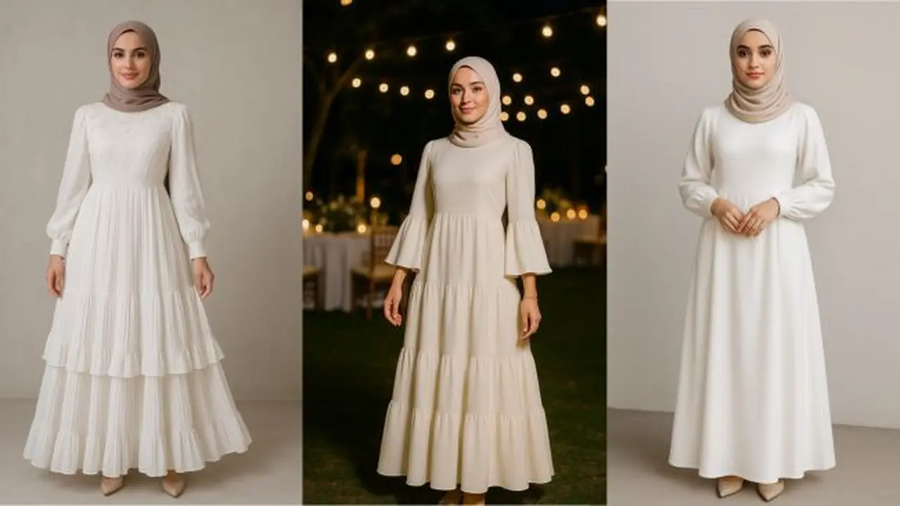 Gamis Warna Putih Terbaru 2025 (Foto: ChatGPT)