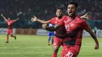 Gelandang Indonesia, Stefano Lilipaly, merayakan gol yang dicetaknya ke gawang Chinese Taipei pada laga Grup A Asian Games di Stadion Patriot, Bekasi, Minggu (12/8/2018). Indonesia menang 4-0 atas Chinese Taipei. (Bola.com/Vitalis Yogi Trisna)
