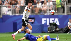 Kai Havertz mencetak gol ke gawang Curacao dan membawa Timnas Jerman menang dengan skor besar di laga pembuka Der Panzer di Piala Dunia 2026 hari Senin (15/06/2026) dini hari WIB. (Lars Baron / GETTY IMAGES NORTH AMERICA / Getty Images via AFP)