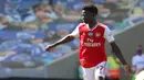 3. Bukayo Saka - Bukayo Saka baru berusia 18 tahun dan bermain gemilang untuk Arsenal pada musim ini. Penyerang serba bisa ini telah mencatatkan 4 gol dan 4 assist di semua kompetisi pada musim 2019-2020.  (AFP/Gareth Fuller/pool)