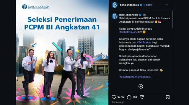 Bank Indonesia Buka Lowongan Kerja Mulai 9 Agustus 2026, Simak Syaratnya