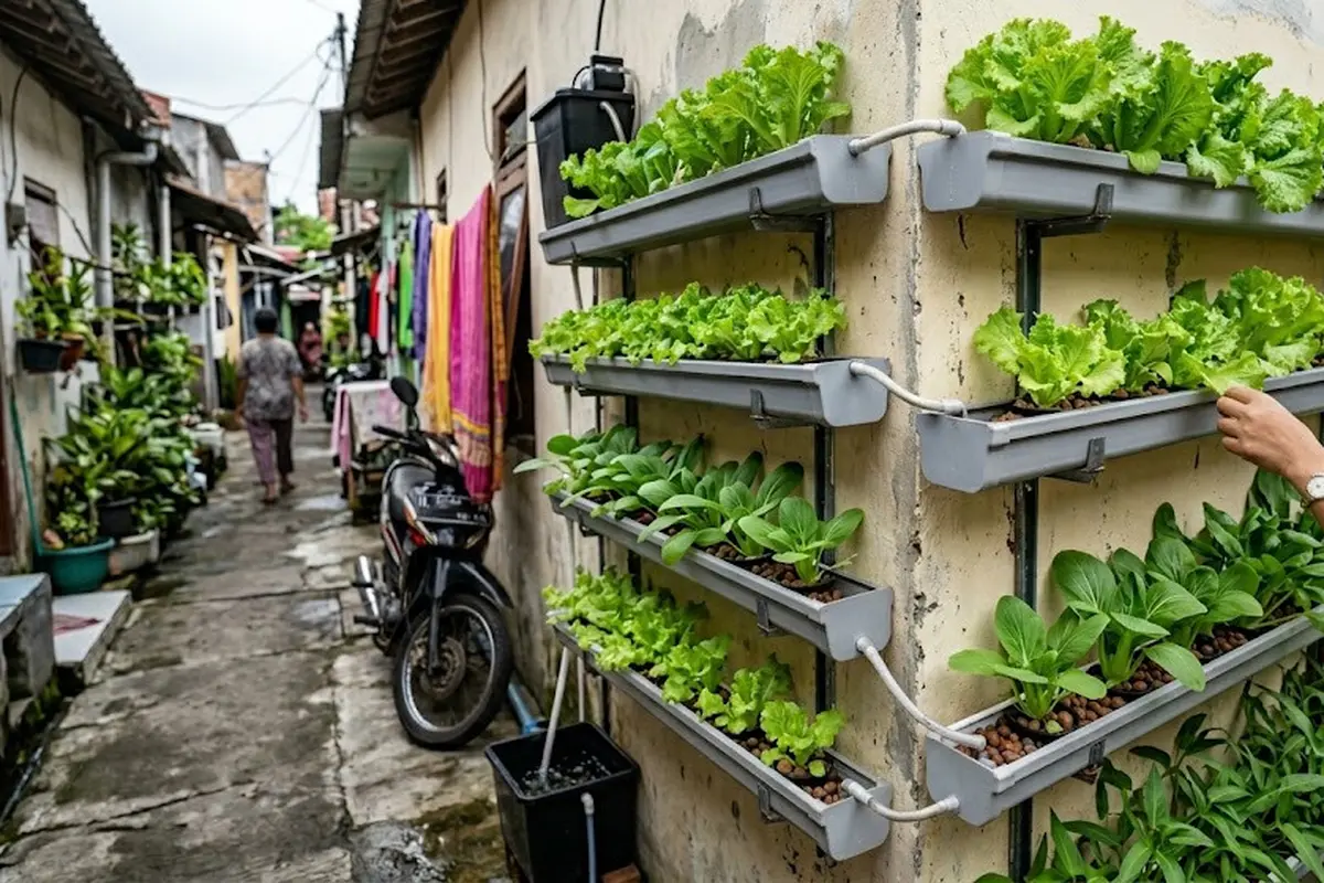 Inspirasi Kebun Mini Hidroponik untuk Rumah di Gang Sempit
