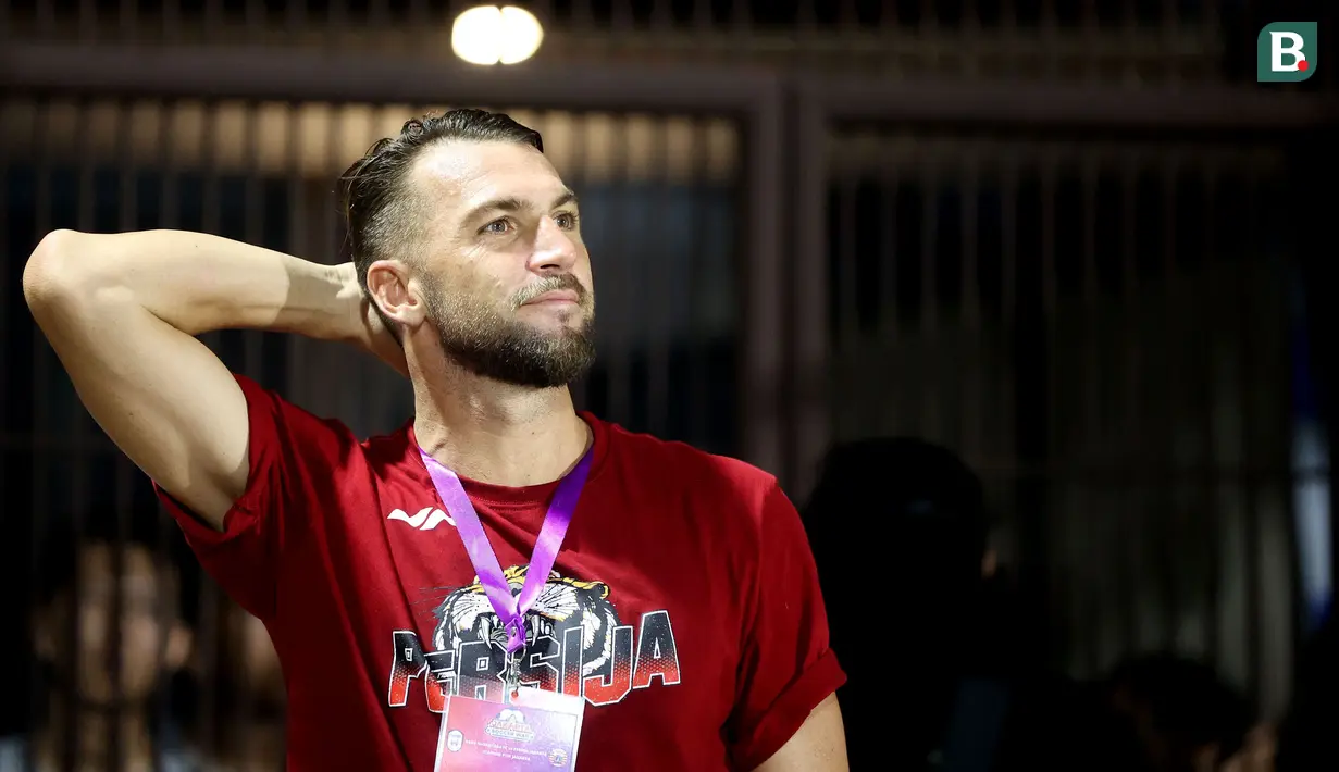 <p>Pemain Persija Jakarta, Marko Simic terlihat saat laga&nbsp;uji coba melawan Rans Nusantara yang berlangsung di Stadion PTIK, Jakarta, Rabu (21/06/2023). (Bola.com/M Iqbal Ichsan)</p>