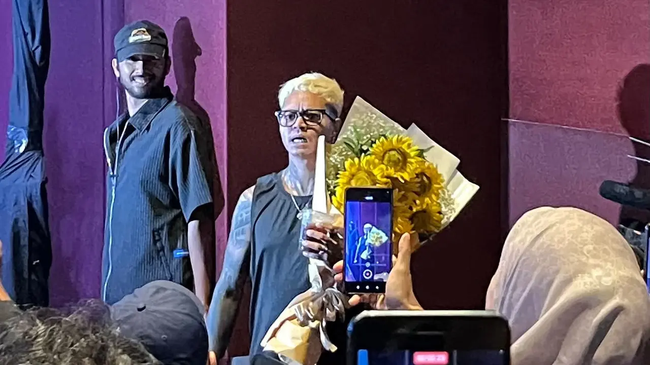 Reza Arap dalam Press Conference Harusnya Horror di kawasan Jakarta, Senin (20/7/20206). (Liputan6.com/Afradhiya N. R)