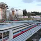 Pemandangan area Refinery Unit V Balikpapan, Kalimantan Timur, Senin (22/7/2019). Proyek Refinery Development Master Plan (RDMP) Balikpapan merupakan satu dari proyek pengembangan dan peningkatan kapasitas kilang yang dilakukan Pertamina. (Liputan6.com/Angga Yuniar)